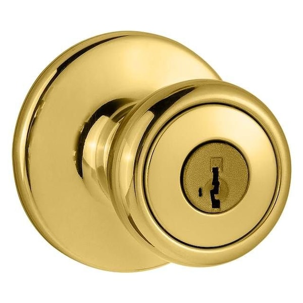 Tylo Knob Entry Door Lock SmartKey with New Chassis with 6AL Latch, RCS Strike Bright Brass Finish